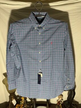 Polo by Ralph Lauren Blue and Pink Plaid Button-Down Shirt
